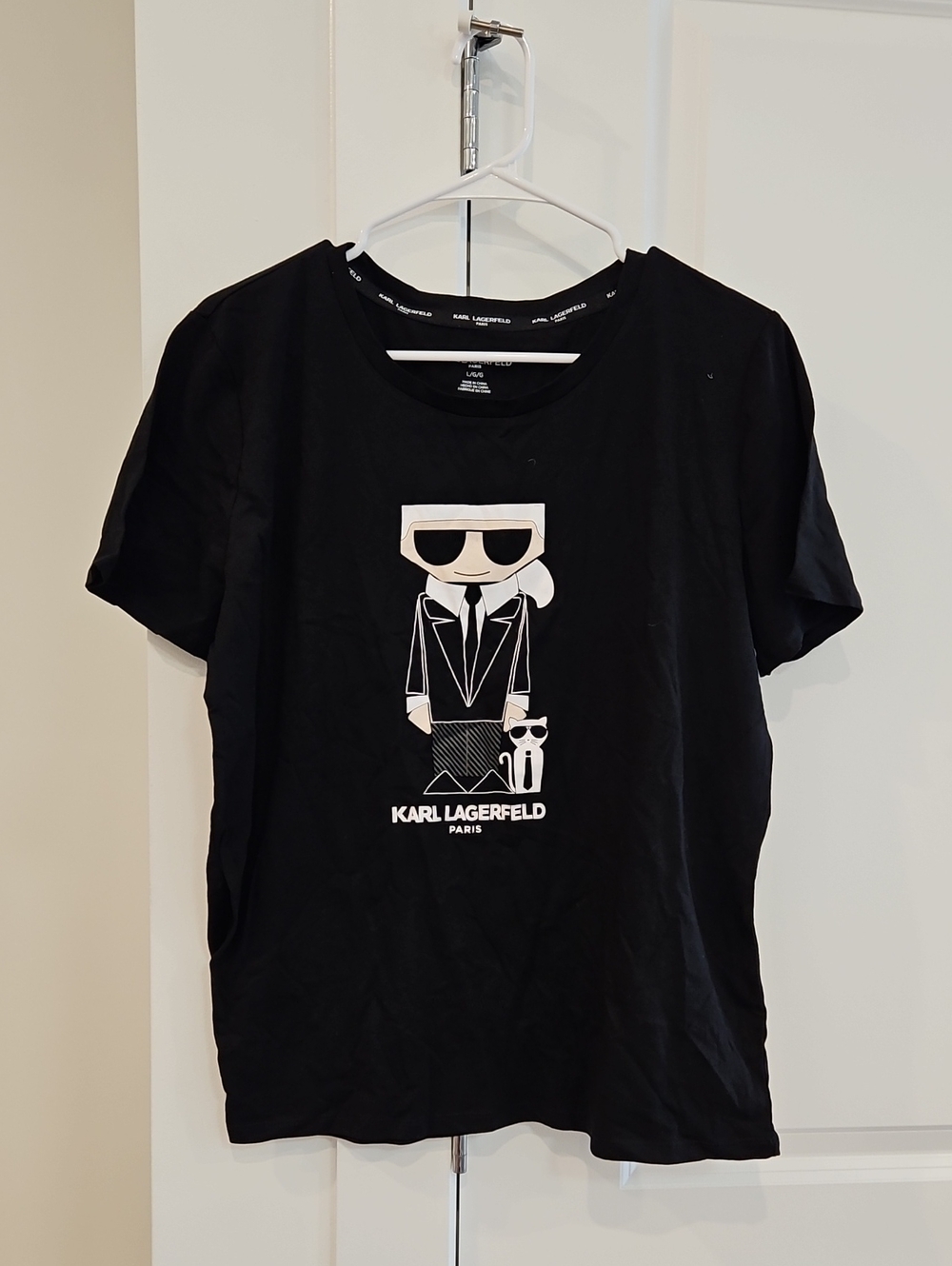 NWOT Karl Lagerfeld Black Graphic Icon Tee with White Print